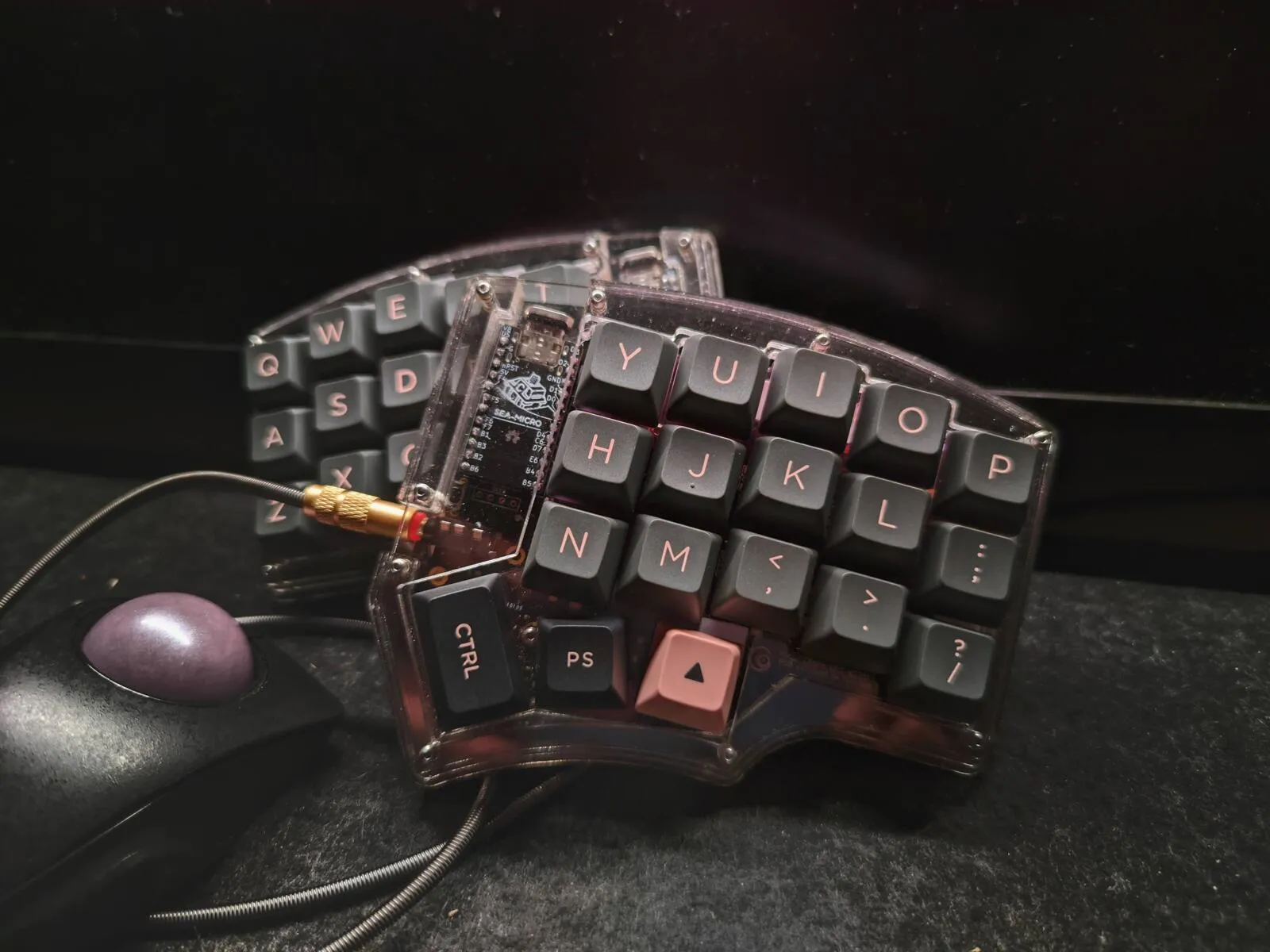 The right half of a Corne keyboard